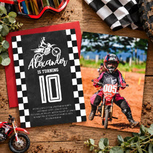 Convite Festa de Aniversário de Moto de Trilha em Quadro N