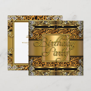 Convite Festa de Aniversário de Mulher com Estampa de Leop
