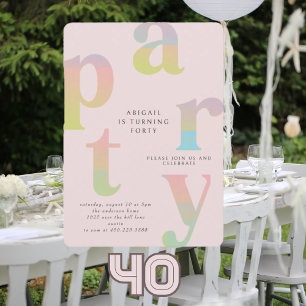 Convite Festa de aniversário de Mulher Gradiente Retroativ