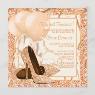 Convite Festa de Aniversário de Mulher Pêssego e Creme
