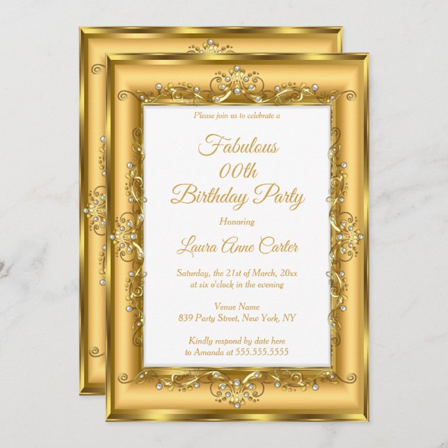 Convite Festa de Aniversário de Mulheres de Foto Pearl Dou (Frente/Verso)