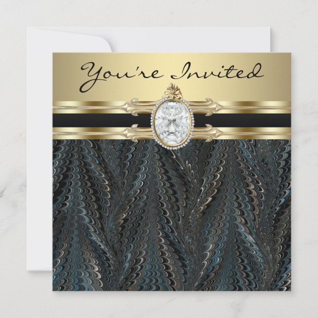 Convite Festa de Aniversário de Mulheres Douradas Elegante (Frente)