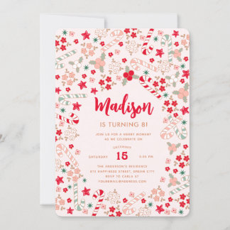 Convite Festa de aniversário de Natal Candy Cane