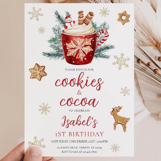 Convite Festa de Aniversário de Natal com Biscoitos e Caca (Criador carregado)