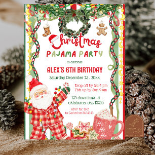 Convite Festa de Aniversário de Natal com Pijamas Excêntri
