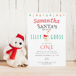 Convite Festa de Aniversário de Natal da Menina Gansa Tont
