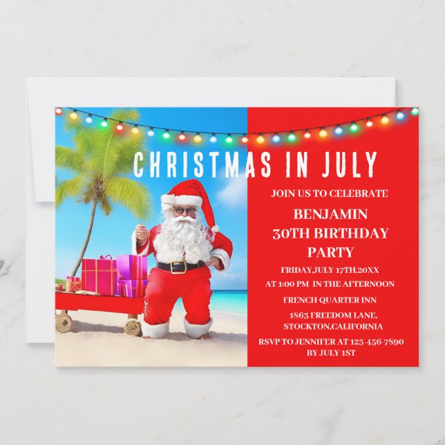 Convite Festa de Aniversário de Natal em Julho  (Frente)