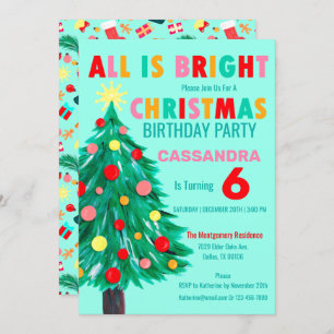 Convite Festa de aniversário de Natal Verde do Mar das Árv