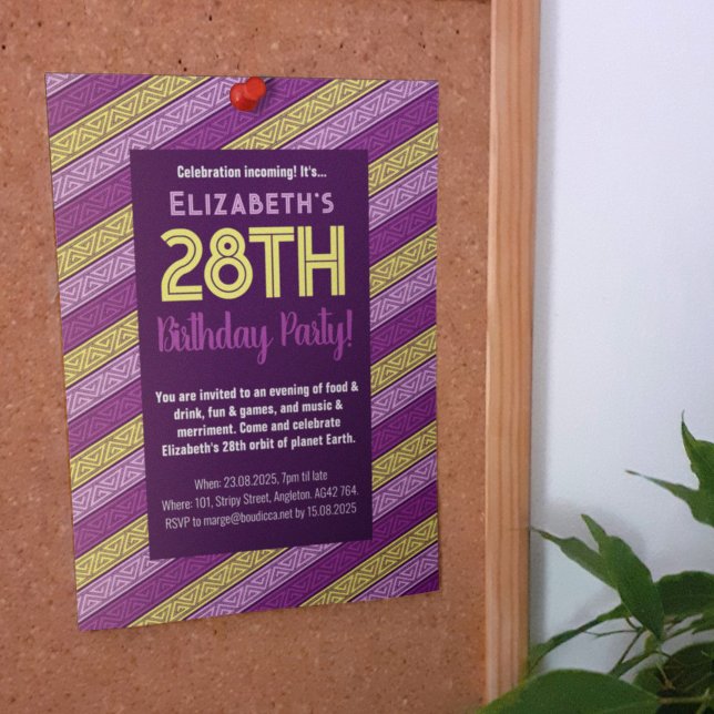 Convite Festa de aniversário de Nome e Idade Roxo Celta (Criador carregado)