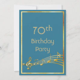 Convite festa de aniversário de notas de música verde-azul