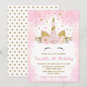 Convite Festa de aniversário de Nuvens Rosa de Pastel do 