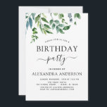 Convite Festa de aniversário de Orçamento Verde Botânico<br><div class="desc">Os Convites de festas de aniversários de Verde Verde Verde em Verde incluem uma bela e elegante tipografia de roteiro com verde moderno e elegante para a festa de aniversário de 16,  18,  21ruas,  30,  40,  50,  60 anos,  70.</div>