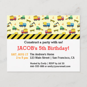 Convite Festa de aniversário de padrões para veículos d