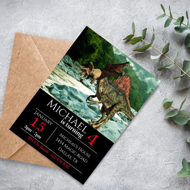 Convite Festa de aniversário de Paisagem do Espinossauro D (Criador carregado)