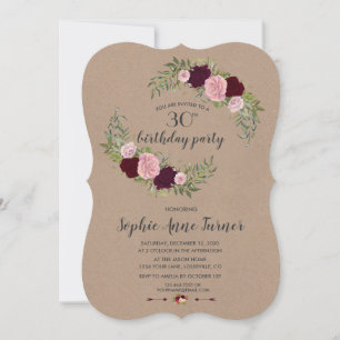 Convite Festa de aniversário de Papel Artesanato Floral R