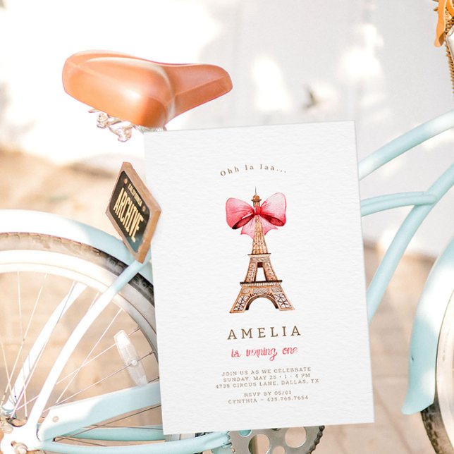 Convite Festa de aniversário de Paris Eiffel Tower (Criador carregado)