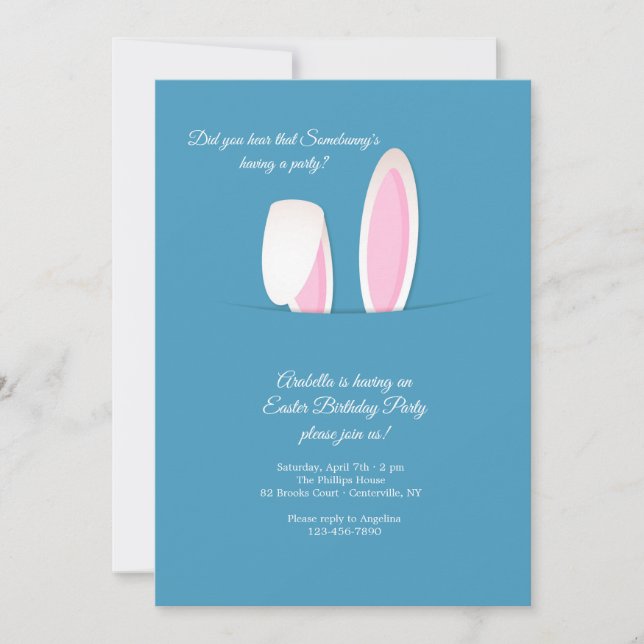 Convite Festa de aniversário de Páscoa de Bunny Ears (Frente)