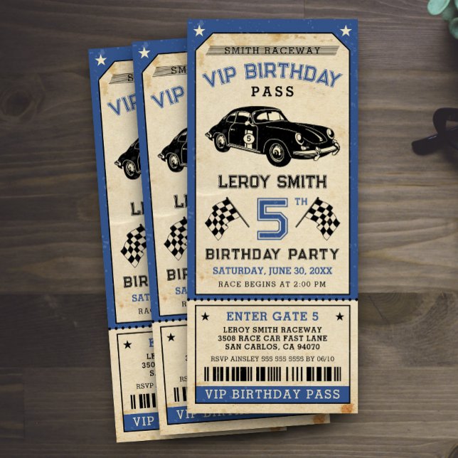 Convite Festa de aniversário de Passagem Azul do Carro Rac (Criador carregado)