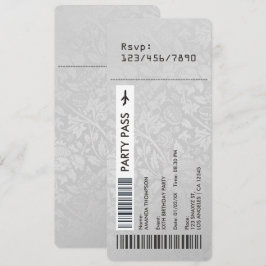 Convite Festa de aniversário de Passagem de Embarque de Da