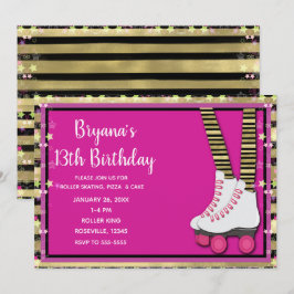 Convite Festa de Aniversário de Patinação no Gelo Preta Do