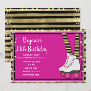 Convite Festa de Aniversário de Patinação no Gelo Preta Do