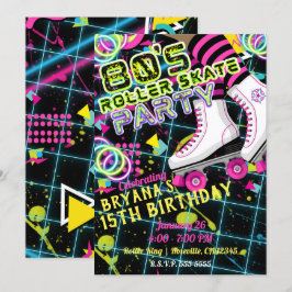 Convite Festa de Aniversário de Patinação no Gelo Retro do