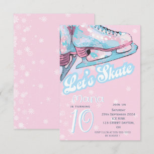 Convite Festa de aniversário de patinação no gelo "Vamos p