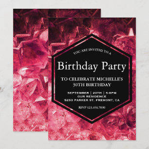 Convite Festa de aniversário de Pedra Vermelha do Ruby