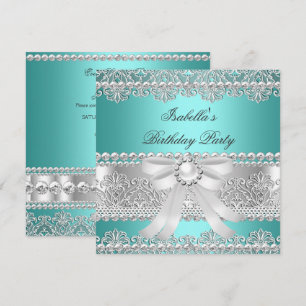 Convite Festa de aniversário de pérolas de prata lacrimogê