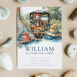 Convite Festa de aniversário De Pesca Adulta Em Qualquer I