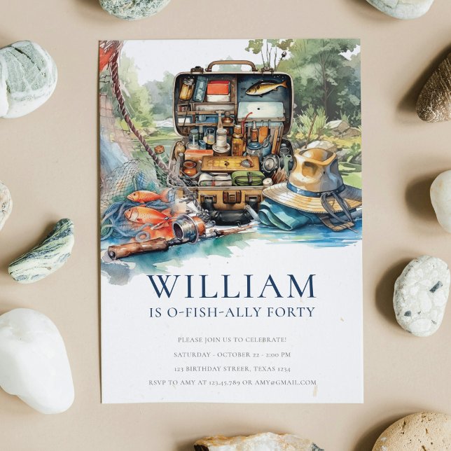 Convite Festa de aniversário De Pesca Adulta Em Qualquer I (Criador carregado)
