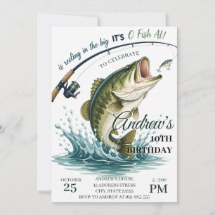Convite Festa de aniversário de pesca de robalo personaliz