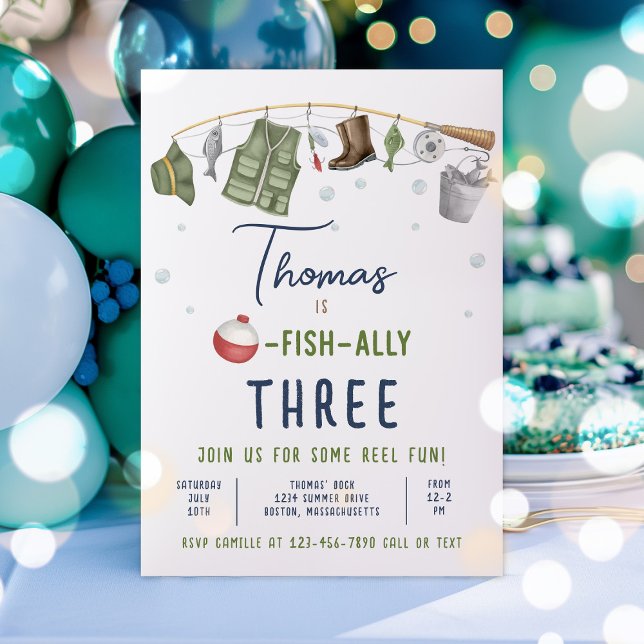 Convite Festa de aniversário de pesca O-Fish-Ally Birthday (Criador carregado)
