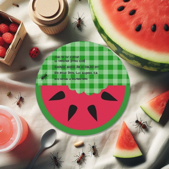 Convite Festa de aniversário de Picnic do CHURRASCO de Ver (Summer BBQ Picnic Birthday Party Customizable Invitation)