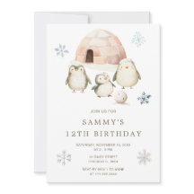 Festa de aniversário de pinguins de inverno