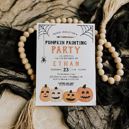Convite Festa de aniversário de pintura de abóbora