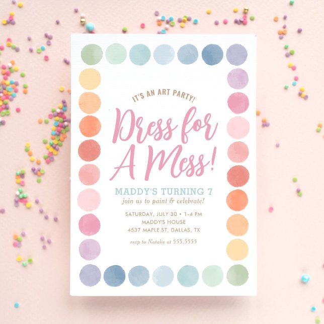 Convite Festa de aniversário de pintura do arco-íris (Criador carregado)