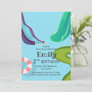 Convite Festa de aniversário de Piscina das lâminas d'água