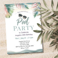 Festa de Aniversário de Piscina de Verão Tropical