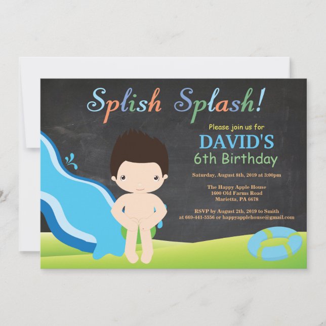 Convite Festa de aniversário de Piscina do diapositivo de  (Frente)