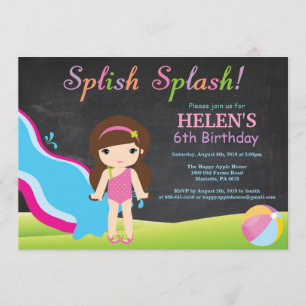 Convite Festa de aniversário de Piscina do diapositivo de