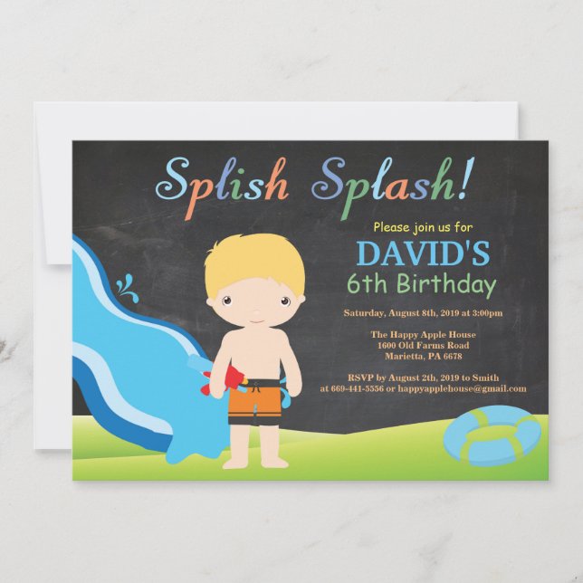 Convite Festa de aniversário de Piscina do diapositivo de  (Frente)