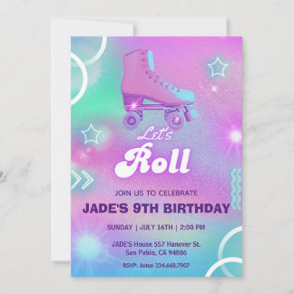 Convite Festa de aniversário de Pista Néon de Pastel