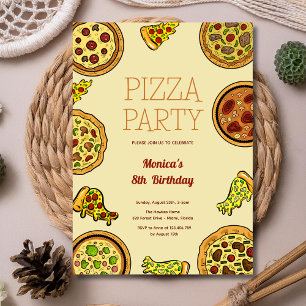 Convite Festa de aniversário de pizza de desenho animado