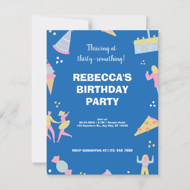 Convite Festa de aniversário de pizza sorvete fofa e quire (Frente)