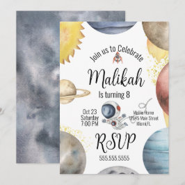 Convite Festa de aniversário de Planetas de Galáxia do Esp