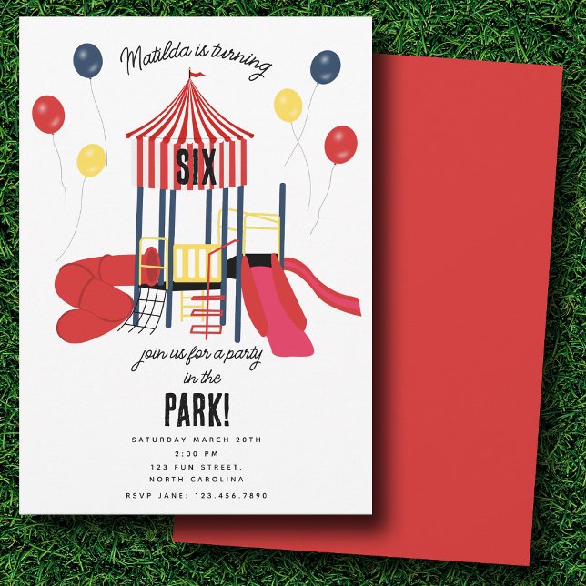 Convite Festa de aniversário de playground no Park Kids (Playground Birthday Party in the Park Kids Invitation)