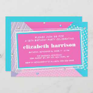 Convite Festa de aniversário de Pop de arte retrô