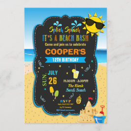 Convite Festa de aniversário de praia Bash Sand Castle Sum