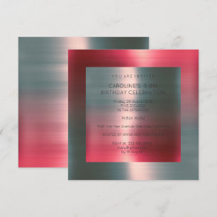 Convite Festa de aniversário de prata rosa vermelha